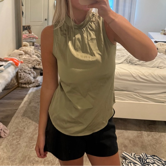 Tops - Elegant Olive Sleeveless Top